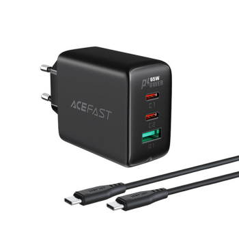 Acefast 2in1 Ladegerät 2 x USB Type-C / USB 65W, PD, QC 3.0, AFC, FCP (inkl. Kabel) weiss