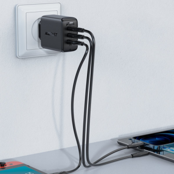 Acefast 2in1 Ladegerät 2 x USB Type-C / USB 65W, PD, QC 3.0, AFC, FCP (inkl. Kabel) weiss