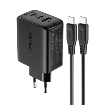 Acefast 2in1 Ladegerät 2 x USB Type-C / USB 65W, PD, QC 3.0, AFC, FCP (inkl. Kabel) schwarz