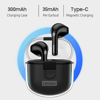 Lenovo LP12 Bluetooth 5.1 Dual Mic Earbuds IPX5 Wasserdichtes mit Akkuanzeige, schwarz