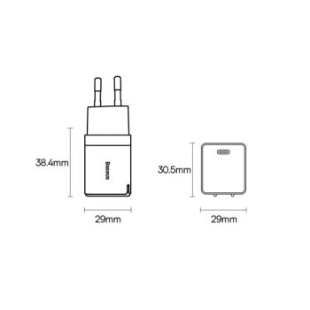 Baseus GaN3 Netz-Ladegerät Schnellladegerät 30W weiß (CCGN010102)