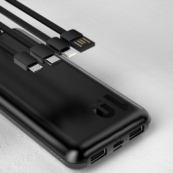 Dudao K6Pro Universal 10000mAh Powerbank mit USB-Kabel, USB Typ C, Lightning, weiss (K6Pro-white)