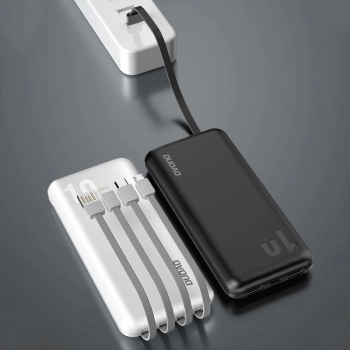 Dudao K6Pro Universal 10000mAh Powerbank mit USB-Kabel, USB Typ C, Lightning, weiss (K6Pro-white)