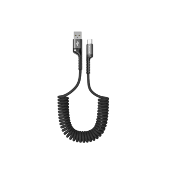 Rixus Spiral 20W / 480M Speed Daten-/Ladekabel - Schnellladekabel - USB-A zu USB-C. 100cm, schwarz (RXUC17AC)