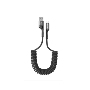 Rixus Spiral 20W / 480M Speed Daten-/Ladekabel - Schnellladekabel - USB-A zu Lightning. 100cm, schwarz (RXUC17AL)