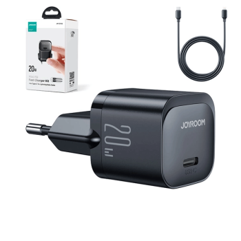 Joyroom USB-C 20W PD Mini-Ladegerät mit Ladekabel USB-C zu Lightning, schwarz (JR-TCF02)