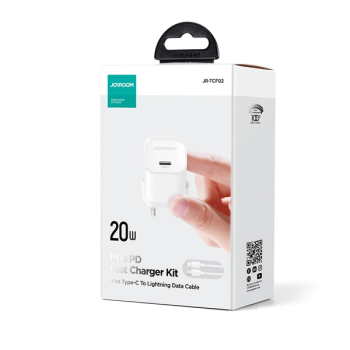 Joyroom USB-C 20W PD Mini-Ladegerät mit Ladekabel USB-C zu Lightning, weiss (JR-TCF02)