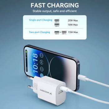 Wozinsky USB-A + USB-C 20W Netz-Ladegerät, weiss (WGWCW)