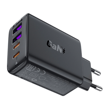 Acefast A61 PD 45W GaN-Ladegerät 2 x USB-C + 2 x USB-A mit 4 Anschlüssen, schwarz