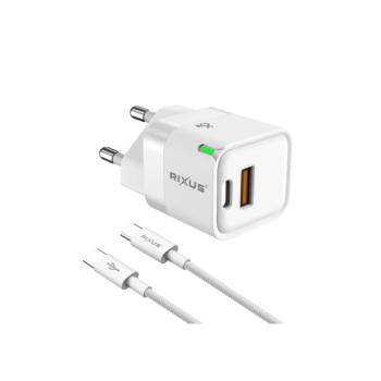 Rixus RXHC11 Mini Schnellladegerät  25W USB-C/USB-A inkl. USB-C zu USB-C Ladekabel (100CM)