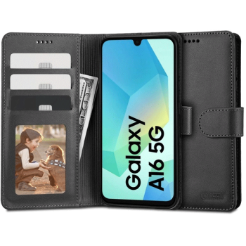 Tech-Protect Wallet Schutz-Hülle für Samsung Galaxy A16 4G / 5G, schwarz