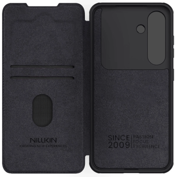 Nillkin Qin Pro Wallet Schutz-Hülle für Samsung Galaxy S25 (S931B) mit Kameraabdeckung, schwarz