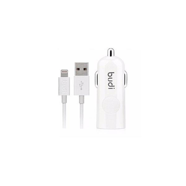 budi Single USB-Port KFZ Ladegerät 2.4A inkl. Lightning Kabel weiß