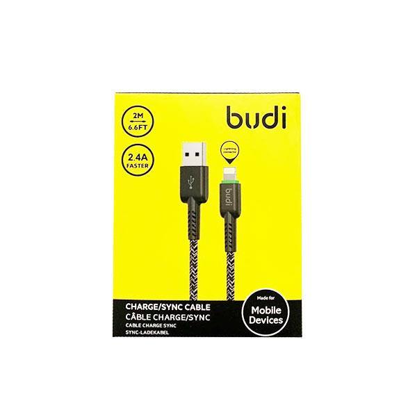 budi Lightning Datenkabel/Ladekabel, Nylon Geflochten grau (2m)