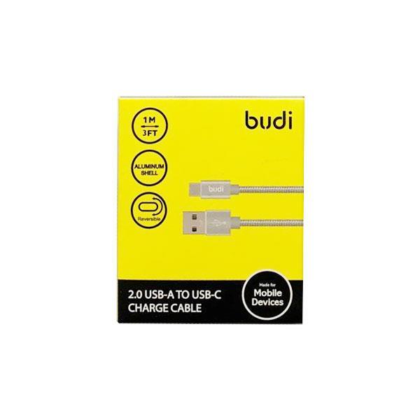 budi USB Typ-C Datenkabel/Ladekabel Nylon geflochten, silber