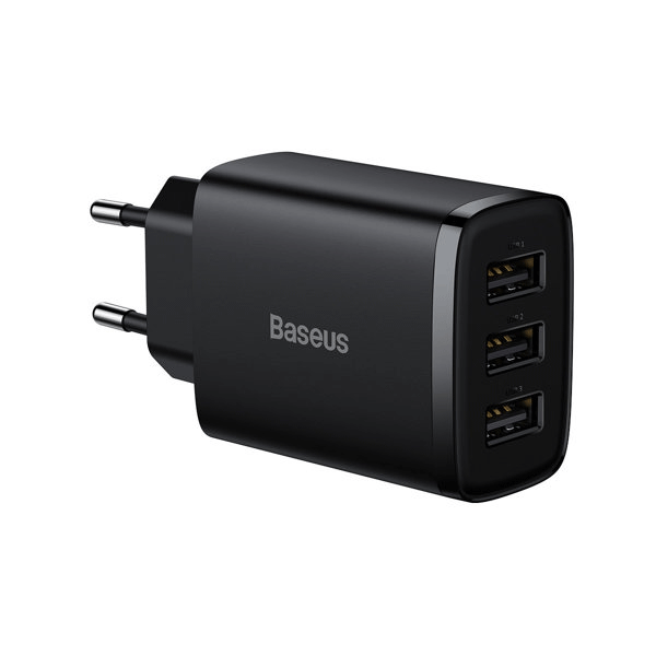 Baseus Compact Ladegerät 3x USB-A 17W schwarz (CCXJ020101)