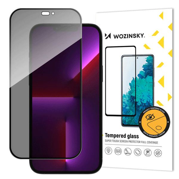 Wozinsky "Privacy" Anti-Spy-Filter Glas-Displayschutz 3D H9 für Apple iPhone 15, schwarz