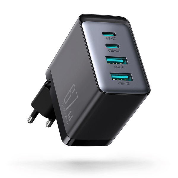 Joyroom Ladegerät GaN 67W 4 Ports (2x USB-A, 2x USB-C) + Kabel USB-C ZU USB-C 100W 1,2m, schwarz