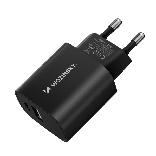 Wozinsky USB-A + USB-C 20W Netz-Ladegerät, schwarz (WGWCB)