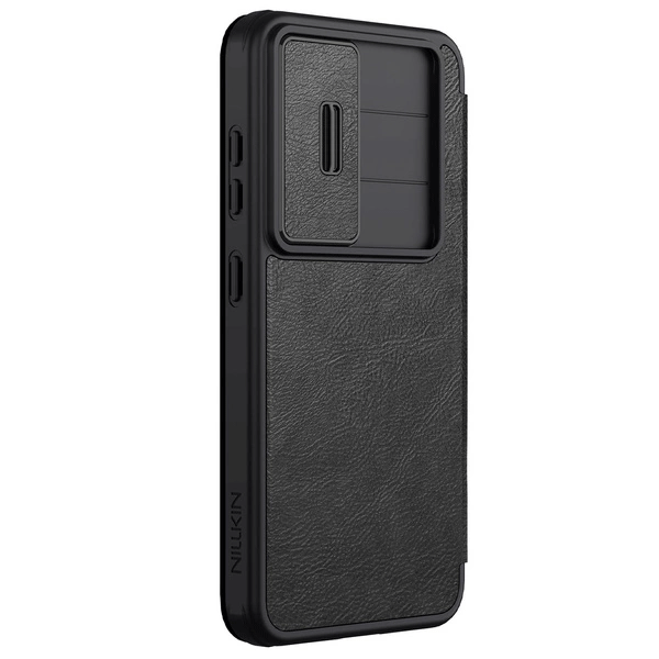 Nillkin Qin Pro Wallet Schutz-Hülle für Samsung Galaxy S25 (S931B) mit Kameraabdeckung, schwarz