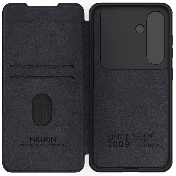 Nillkin Qin Pro Wallet Schutz-Hülle für Samsung Galaxy S25 (S931B) mit Kameraabdeckung, schwarz