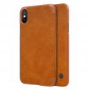 Nillkin Qin Leder Flip-Tasche mit Kartenfach für Apple iPhone X / Xs braun