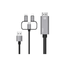 Onten Lightning/ USB-C/ microUSB zu HDMI Kabel 1.8M OTN-7537A, grau