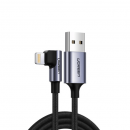 Ugreen Winkel Nylon geflochten USB Ladekabel/Datenkabel - Lightning MFI Lightning 2,4A schwarz (1m)