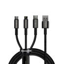 Baseus Tungsten 3in1 Schnellladekabel USB - USB Typ C / Lightning / micro USB 3,5A schwarz (1,5 m)