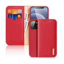 Dux Ducis Hivo Echtleder Flip Wallet mit Kartenfach für Apple iPhone 13 mini, Rot