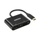 Choetech Splitter - USB Typ C (m) auf HDMI (w) 4K 60Hz / VGA (w) FullHD 1080p 60Hz schwarz (HUB-M17)