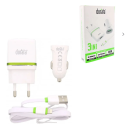 Durata 3in1 Netz-Adapter inkl. Lightning Daten/-Ladekabel + USB KFZ-Ladeadapter