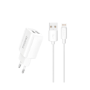 Dudao Netz-Ladegerät 2x USB 5V / 2.4A + Lightning Ladekabel, weiß (A2EU)