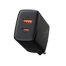 Baseus Compact Fast USB-A + USB-C Ladegerät 20W 3A Power Delivery Quick Charge 3.0 schwarz