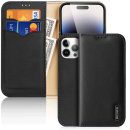 Dux Ducis Hivo RFID-Schutz Natur-Leder Flip-Wallet für iPhone 15 Pro, schwarz